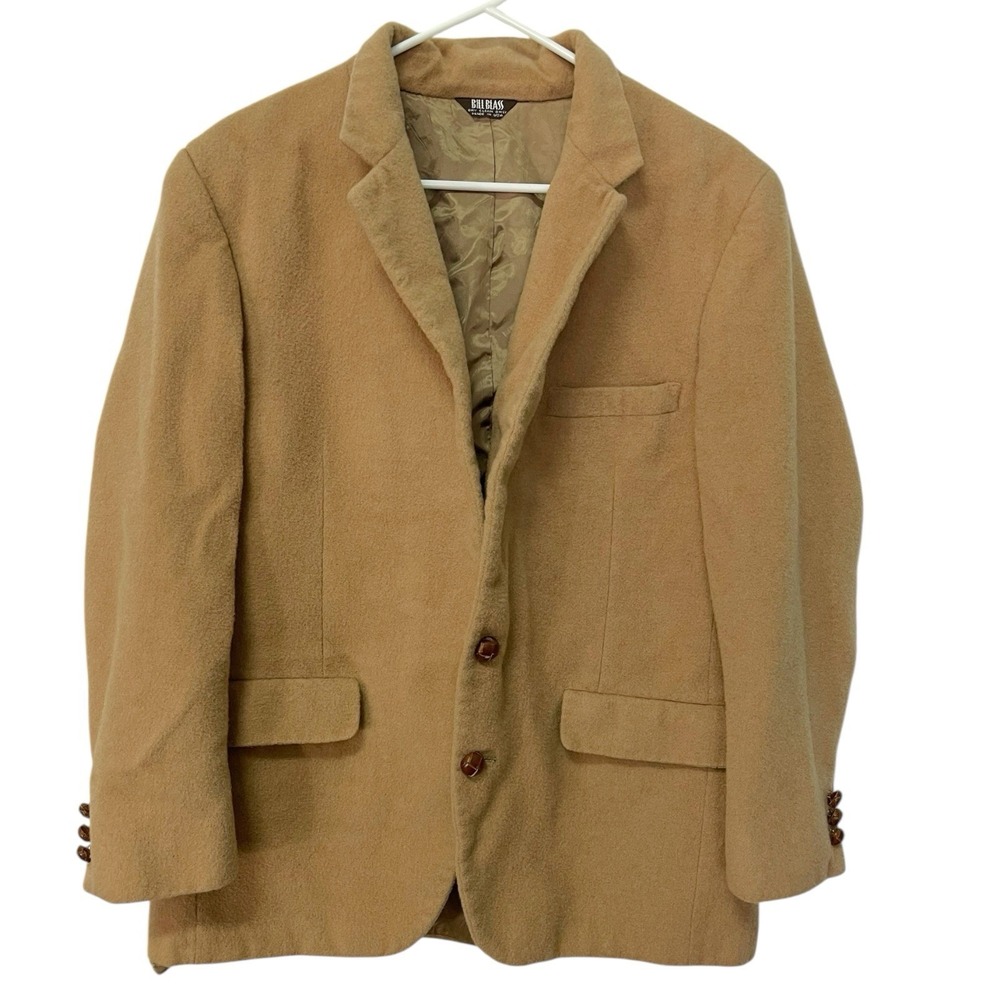 Bill Blass Tan Camel Hair Blazer Sport Coat Jacket Vintage Old Money Preppy